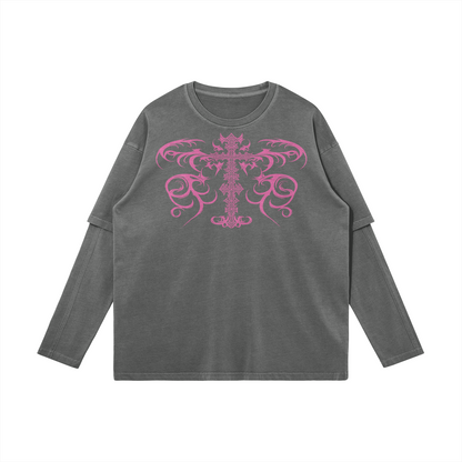 Vampire Crest Layered Longsleeve T-Shirt