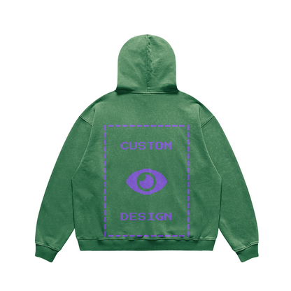 Pixelweaver Collection | PW Custom 440GSM Super Heavyweight Oversized Faded Hoodie Front & Back | DEJA